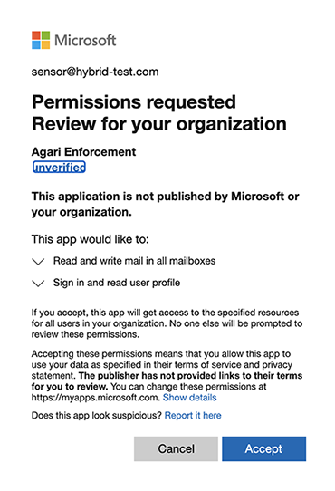 Review and approve the Microsoft list of permissions.
