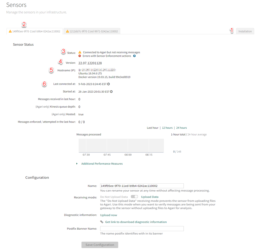 The Sensors page.