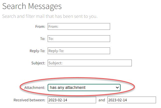 Searching for messages with an attachment.