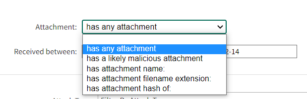 Searching for attachments: with attachment scanning enabled.