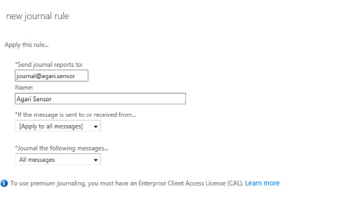 Enter the Journal rule settings.