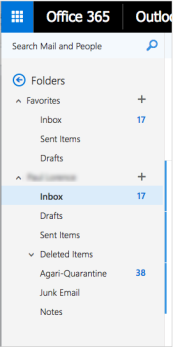 Example of how folders looks like in  Office 365 clients.
