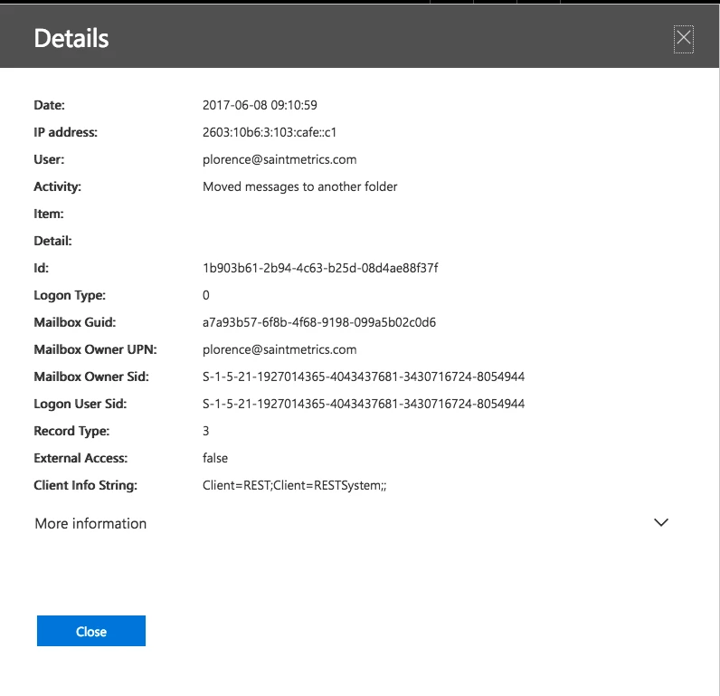 Audit log details