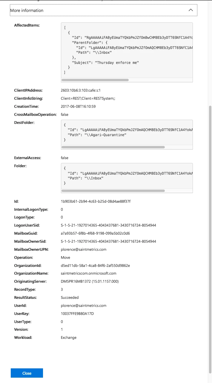 Audit log details