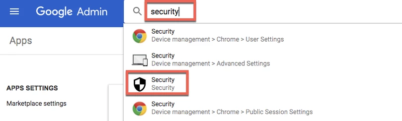 Search for security and select the Security app.