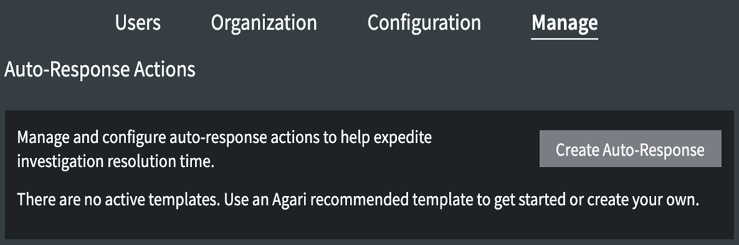 Auto-Response Action Panel.