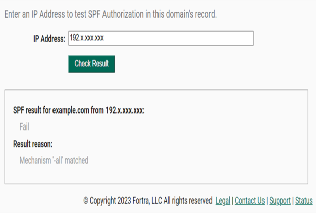 Test SPF using IP Address.