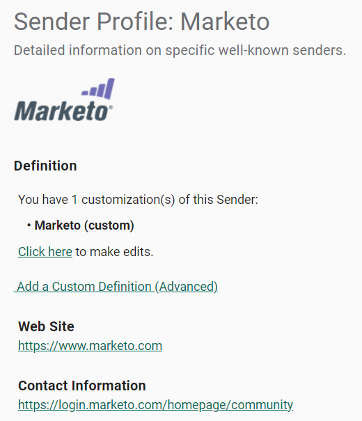 Sender Profile in MailChimp.